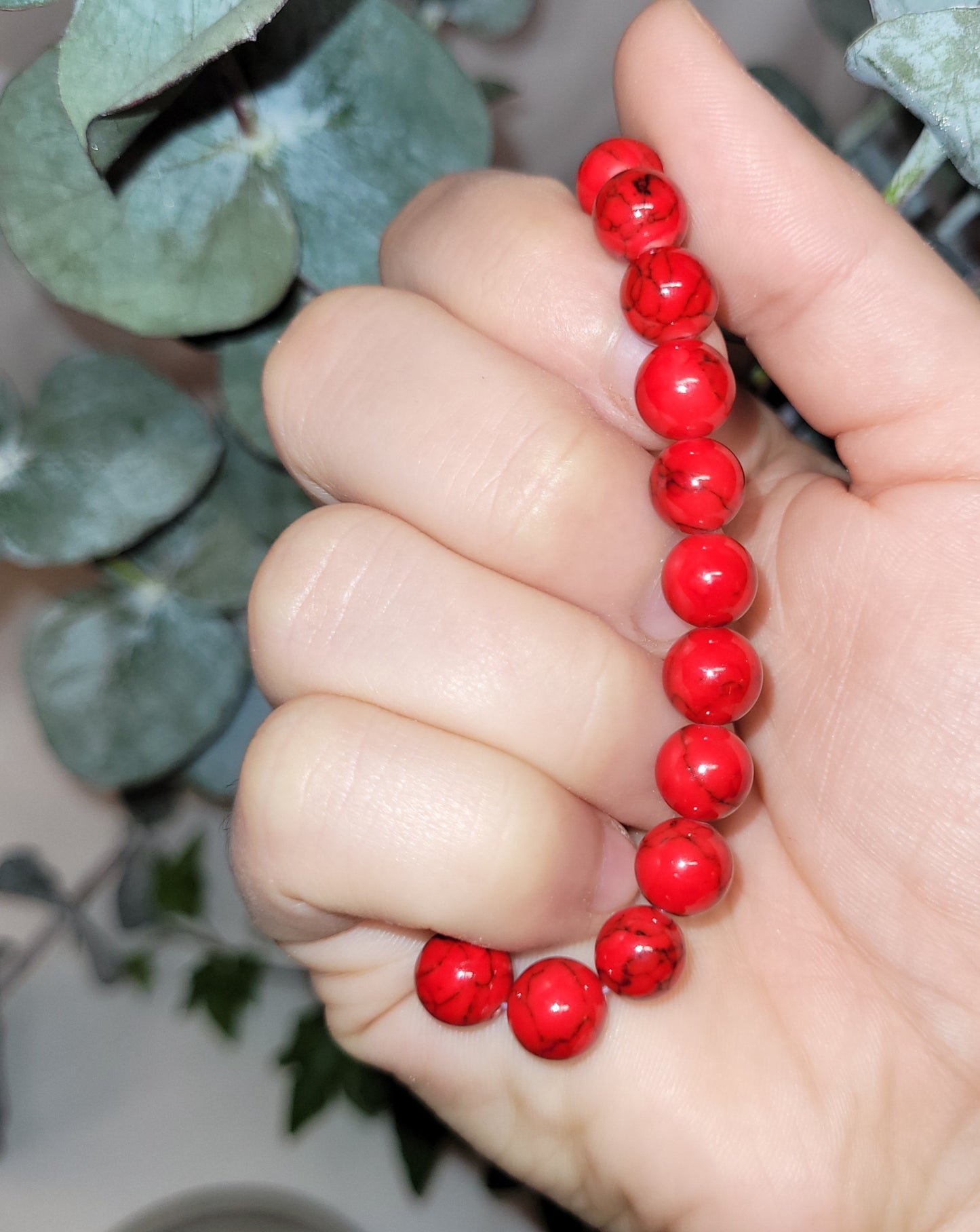 Red Turquoise 8mm Bracelet